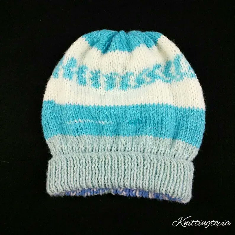 Hand knitted baby Aran hat in blue and cream mix 17 inch head 6 months buff.ly/44U9UZT #knittingtopia #etsy #knittedbabyclothes #knitwear #babyclothes #mummybloggers #etsyRT #tweeturbiz #MHHSBD #craftbizparty