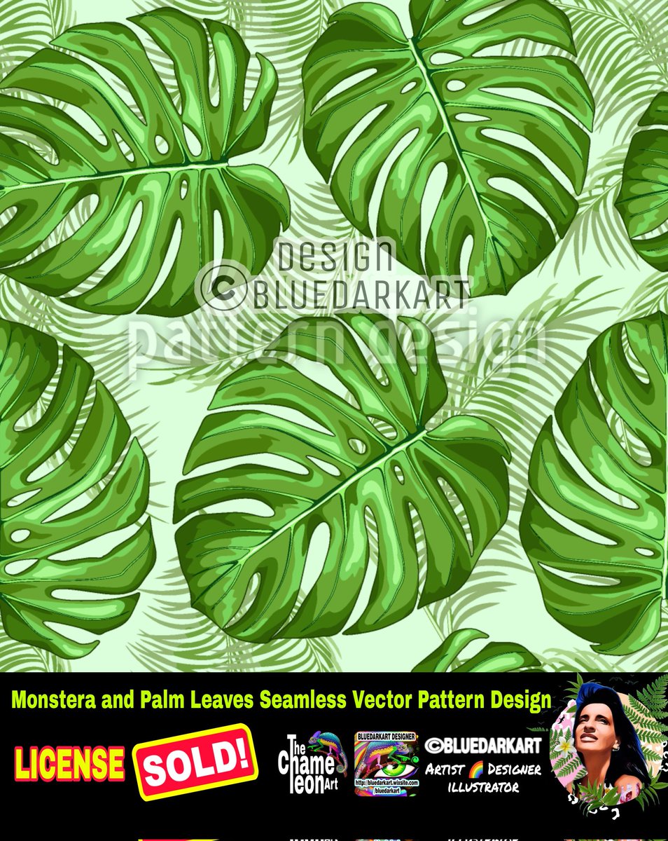 #License to use #SOLD! 🌿 #Monstera & #Palm #Leaves #Seamless #Vector #Pattern #Design 🌿 #vectorart ©️ #TheChameleonArt #BluedarkArt 👉🏾 patterndesigns.com/en/design/2388…
▪︎
🔥 My #Portfolio 👉🏾 patterndesigns.com/en/designer/87…
▪︎
#green #summer #textilepattern #Trending #copyright #Tiktok