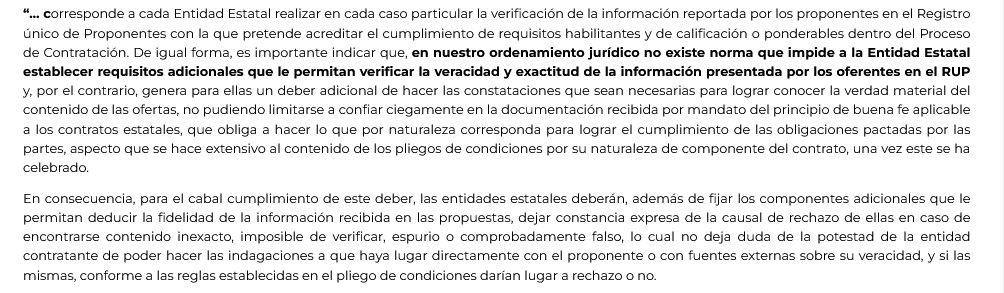 contrataenlinea's tweet photo. 📑RUP. INFORMACIÓN FALSA. En nuestro ordenamiento jurídico NO existe norma que impida a la  Entidad Estatal establecer requisitos adicionales que le permitan  verificar la VERACIDAD y EXACTITUD de la información presentada por los  oferentes en el RUP https://t.co/ZFFhMcaQBA https://t.co/KPaZSHZpfX