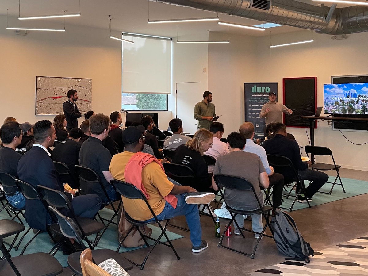 Last night we hosted a #hardwaremeetup at our office for #LATechWeek. 

It was an excellent event. Speakers Rahul Dhond from <a href="/firstresonance/">First Resonance</a> shared his journey in manufacturing and Karthik Gollapudi talked about his experience developing Dragon Flight software at <a href="/SpaceX/">SpaceX</a>