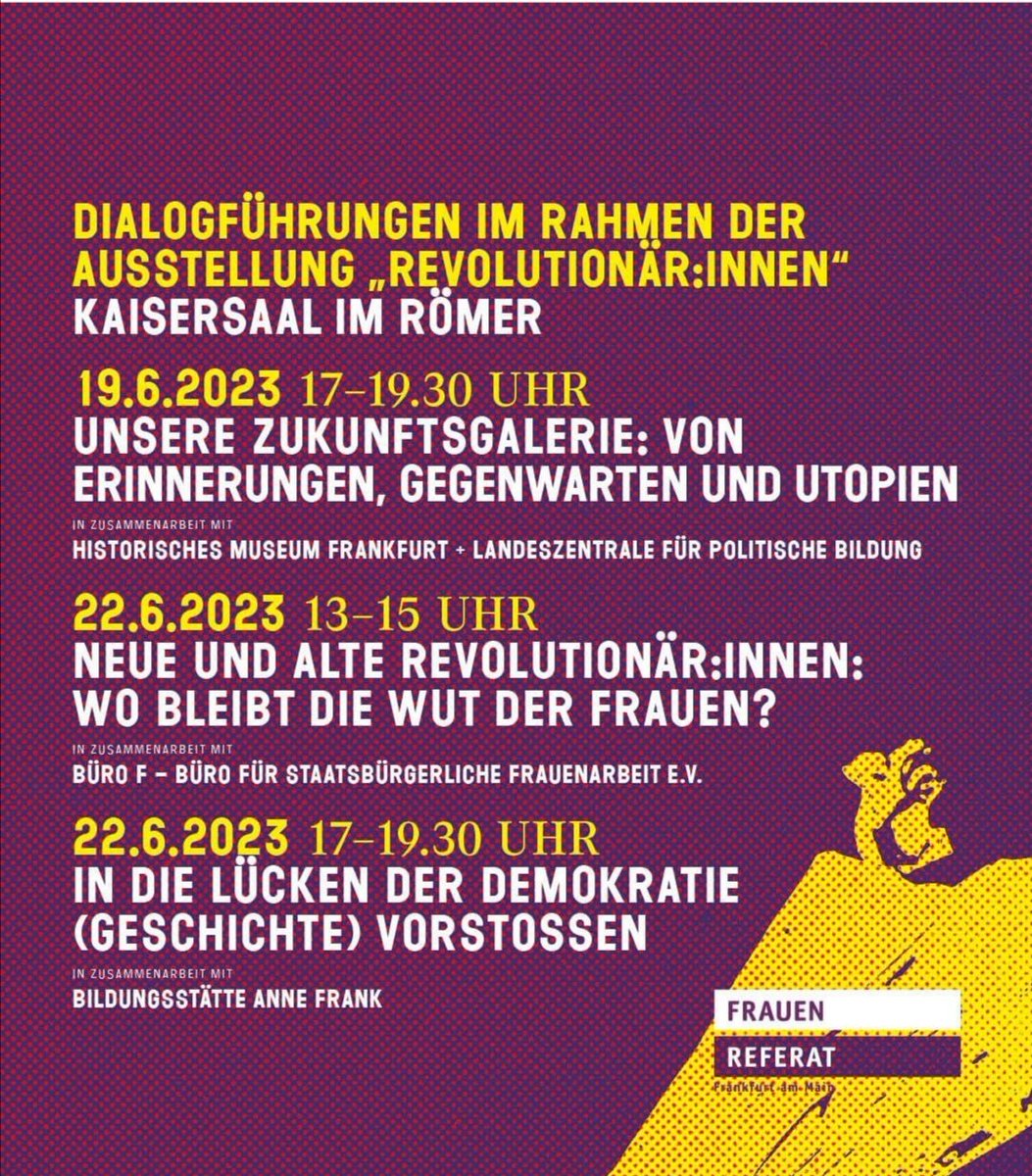 Gude Rhein-Main,
am 22.6. um 17.30 Uhr quatsch ich mit der wunderbaren Eleonore Wiedenroth-Coulibaly im Kaisersaal in FFM. Kommt rum! 🙃