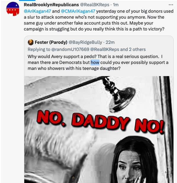 @LoreAsbury @LonnyFountain1 @Avery4Brooklyn I was just using a little kitty lite Linda.  After he blocked me, his supporters started defending pedophilia and saying it is a slur to attack #Biden for showering with his teen daughter so I had to bring out a flame thrower.  Look at how whacked creepy Avery & his peeps are.