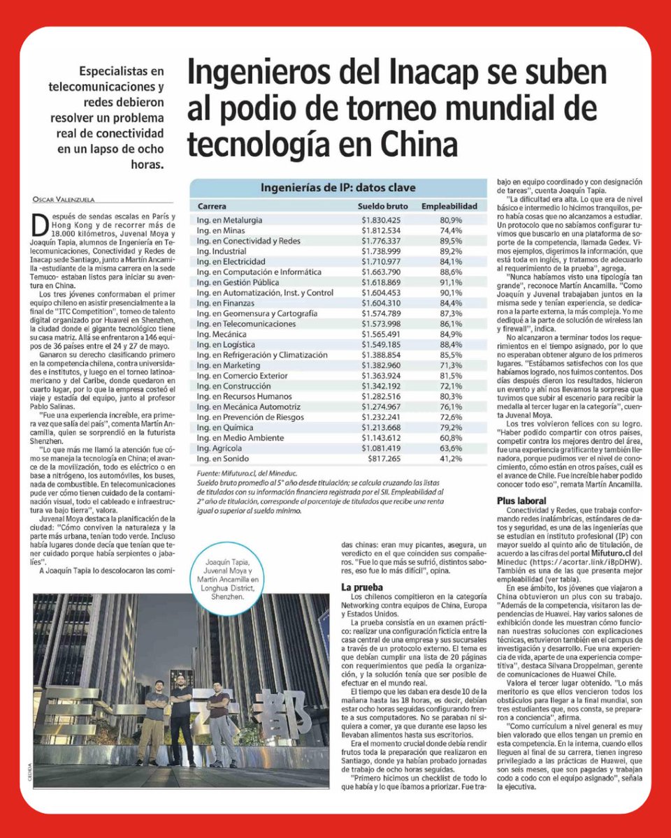 Inacapinos's tweet photo. @lun Orgullosos por el logro de los inacapinos: Juvenal, Joaquín, Pablo y Martín, que obtuvieron el tercer puesto en la competencia de talento digital Huawei en China. Un gran reconocimiento al esfuerzo, perseverancia y trabajo en equipo. https://t.co/QpLtFNUIDN