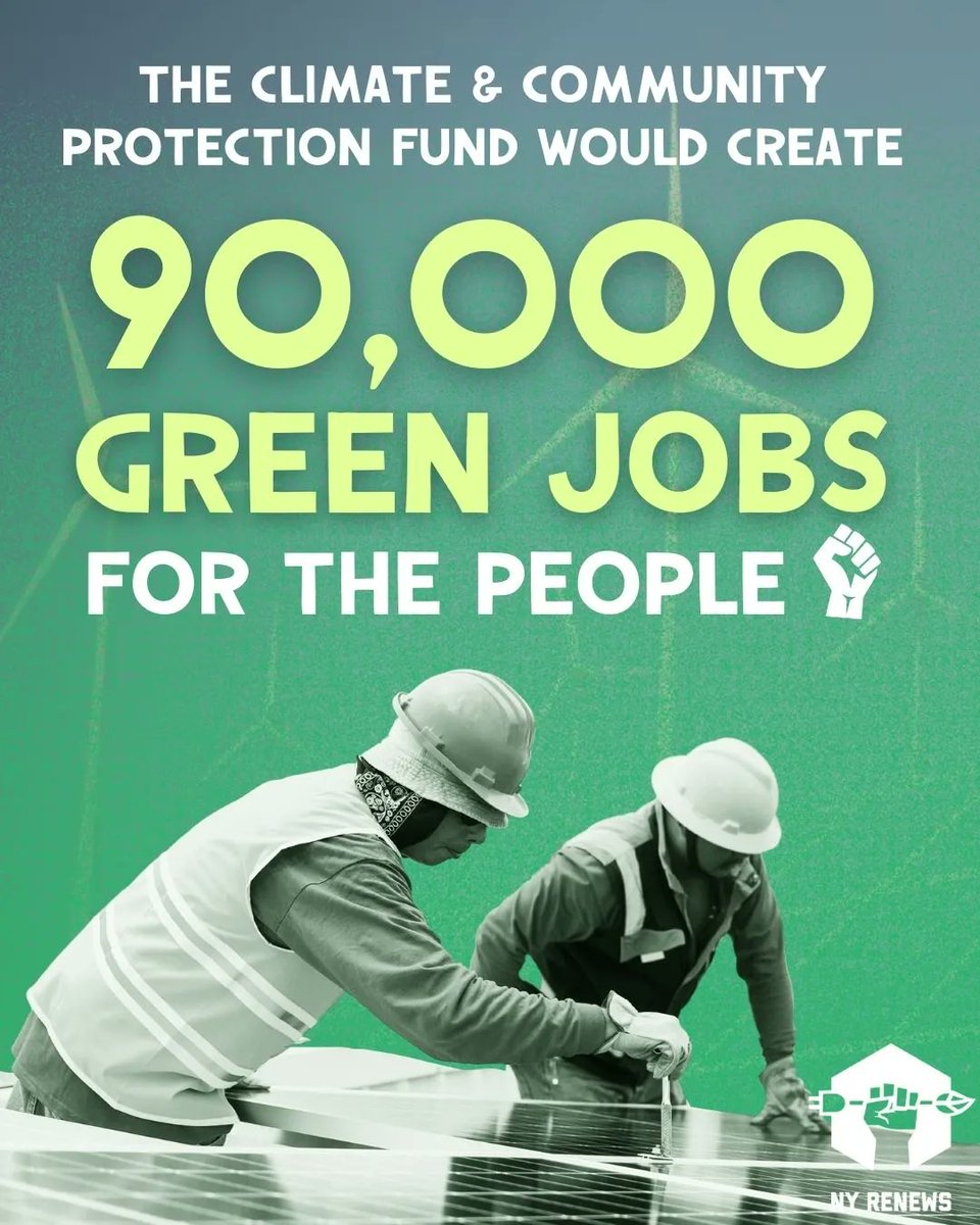 Problem: Major job losses in industries powered by fossil fuels 
Solution: Passing the Climate & Community Protection Fund (CCPF) to create 90,000 jobs
I stand with the CCPF to advance a more just and green economy! #ClimateJobsJustice buff.ly/43kCSAE
