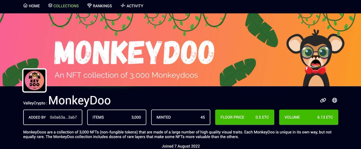 Mint your <a href="/MonkeyDoo_NFT/">MonkeyDoo | 50% minted out🙈</a> and sell or pick up more on <a href="/etcplanets/">ETCPlanets.ETC</a>. #ETCNFT #ETC #EthereumClassic.