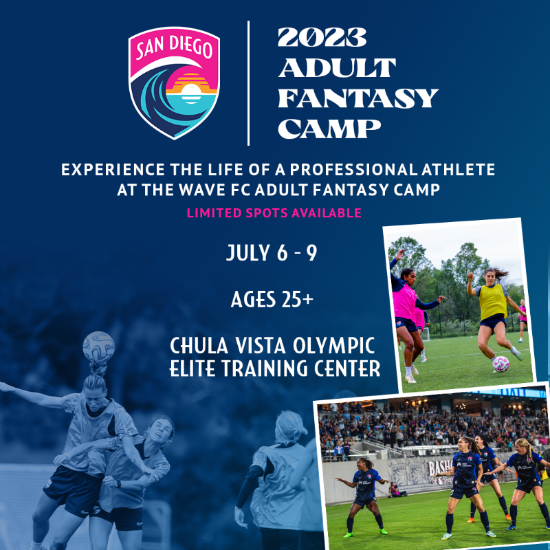 sandiegowavefc's tweet photo. experience life as a professional athlete at the Wave FC adult fantasy camp 🌊