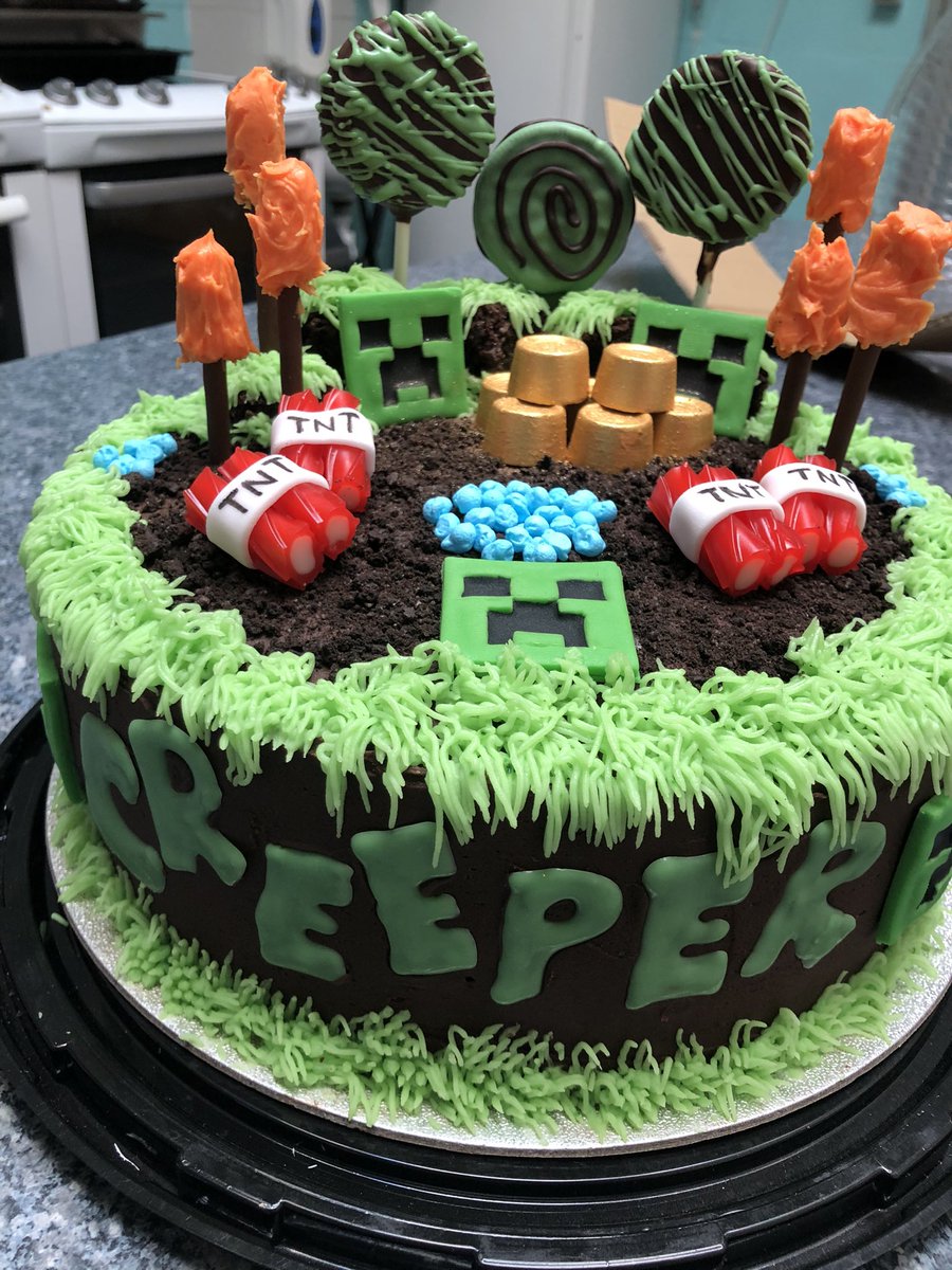 Look at this amazing #Minecraft cake for tomorrow’s cake raffle. Don’t forget your 50p to buy a ticket on the way into school!