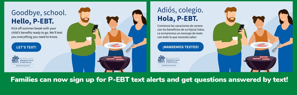 Woodland families can now sign up for P-EBT Text Updates and ask questions via text.

You can text questions and P-EBT will text you the answer. Free P-EBT text alerts feature updates, benefit amounts, and reminders.

Sign up today using this link: bit.ly/3WW4b1P