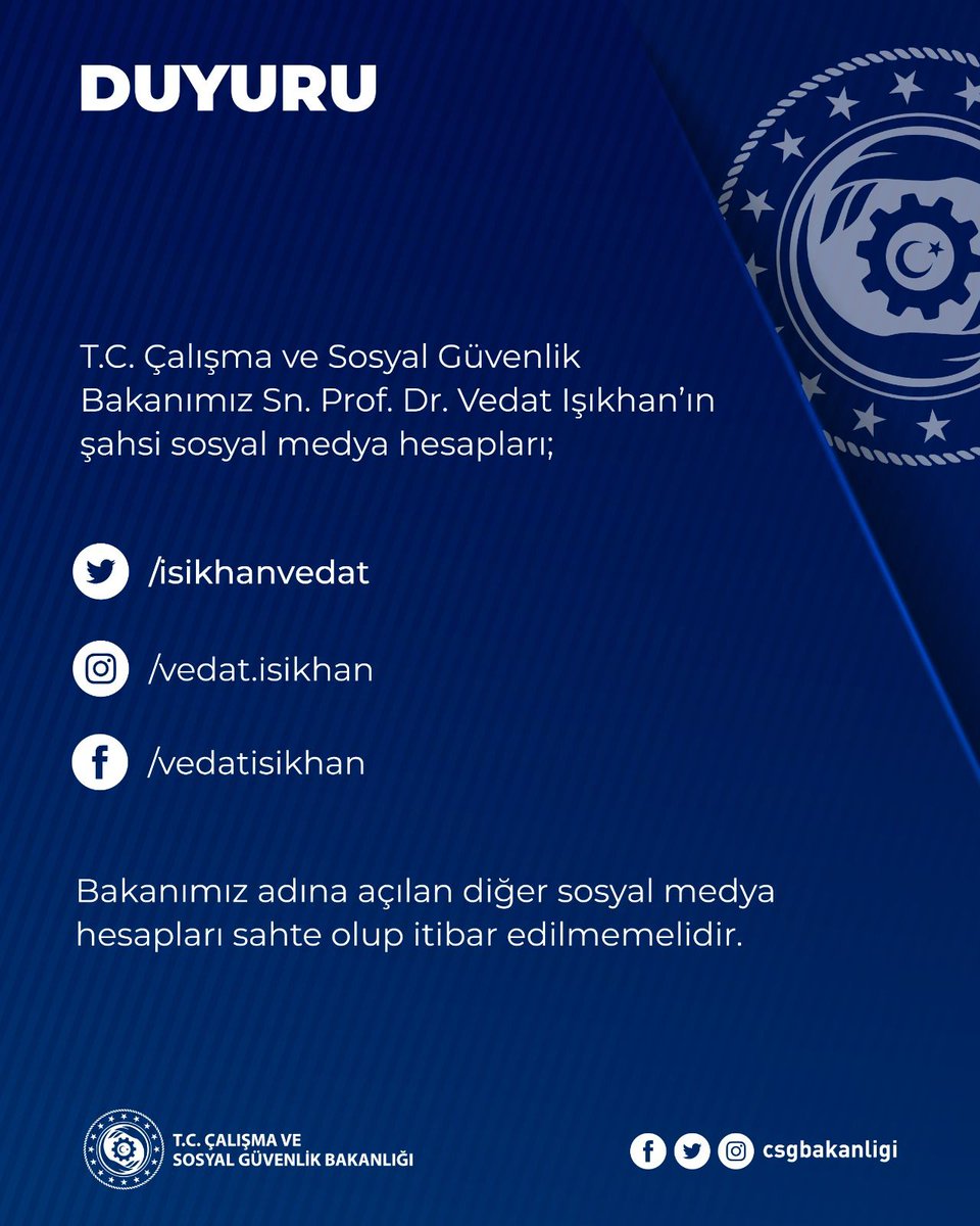 csgbakanligi's tweet image. DUYURU !
