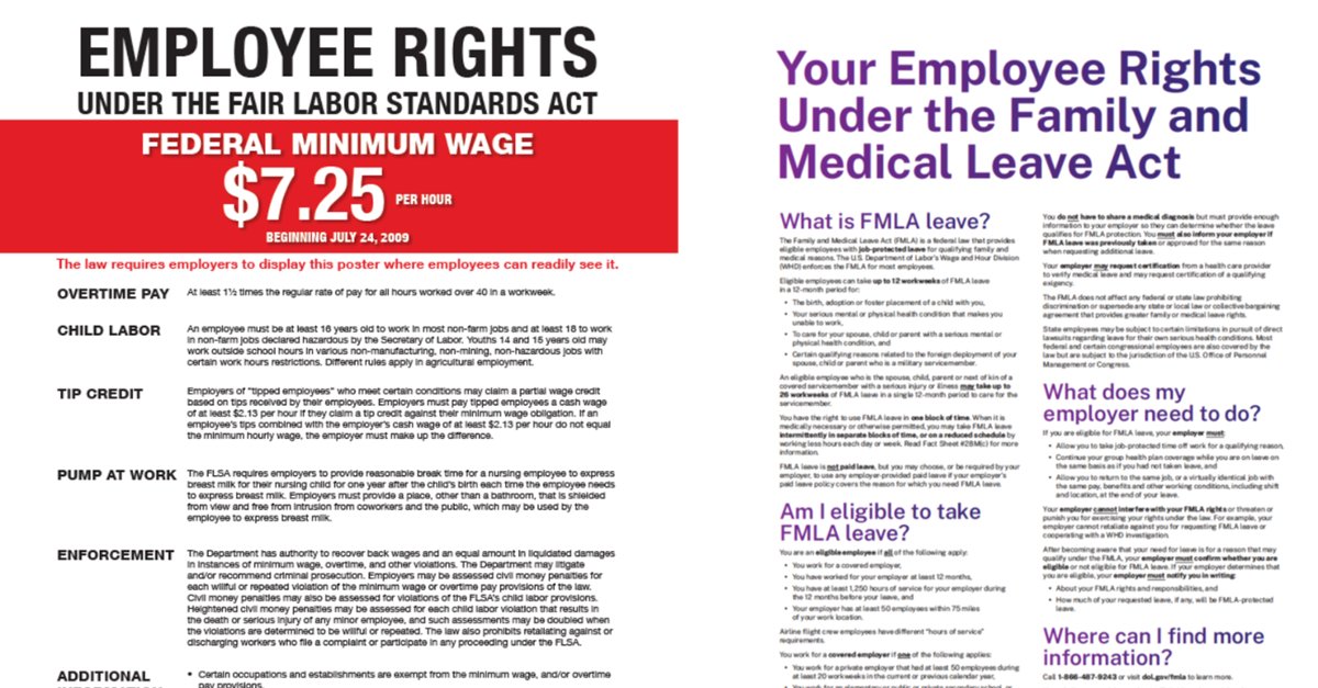 The U.S. Department of Labor has issued 2 new posters for the workplace, &amp; a new one is expected from the EEOC this month. Nyemaster attorney Frances Haas has the scoop on the new posters that should start hanging on your workplace walls.
nyemaster.com/news/time-to-u…
#employmentlaw