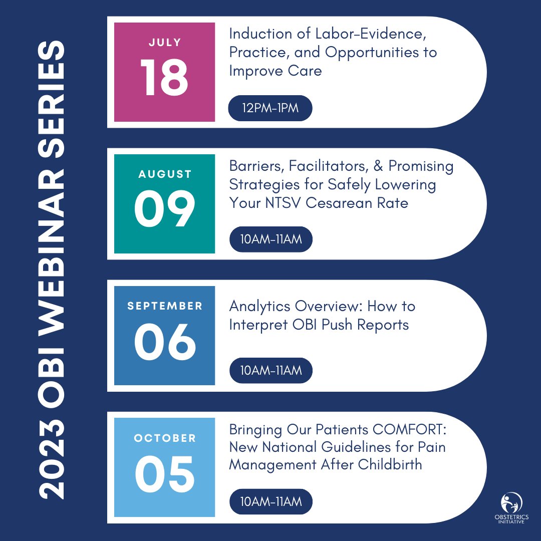 The Obstetrics Initiative (OBI) (@ob_initiative) on Twitter photo 📅 We are excited to announce our 2023 Webinar Series!
This year's #QualityImprovement topics were selected based on member feedback from listening tour sessions, site visits, & the spring Semiannual meeting. We hope to see you there!
<a href="/MichiganCQIs/">Michigan CQIs</a> 📅 We are excited to announce our 2023 Webinar Series!
This year's #QualityImprovement topics were selected based on member feedback from listening tour sessions, site visits, & the spring Semiannual meeting. We hope to see you there!
<a href="/MichiganCQIs/">Michigan CQIs</a>