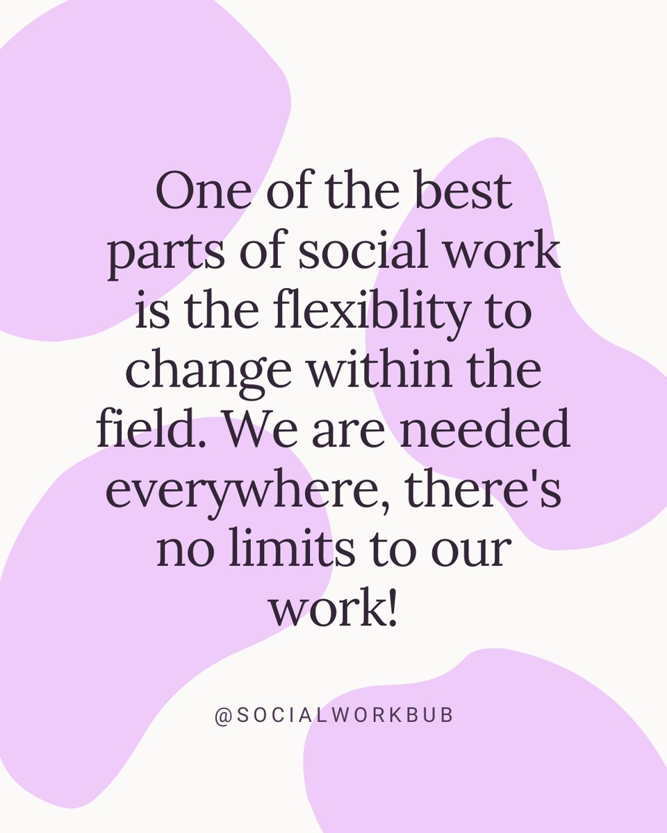 socialworkbub's tweet photo. If you're considering social work, but worried about making a permanent decision, remember that social workers take up many spaces! 

#socialwork #socialworker #therapy #therapist #counseling #counselor #flexibility #careercoaching https://t.co/T4P7t3J51z