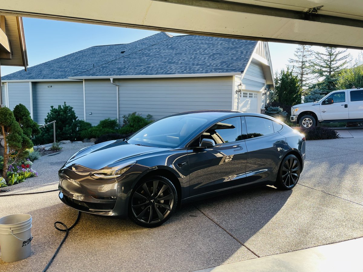 teslainvernon's tweet photo. It's been 5 years today since we got rid of our last gasoline burning vehicle by purchasing a Tesla Model 3. How time flies! Our model 3 still looks and drives like new after close to 130,000 km. https://t.co/Bm8GOgJKpX