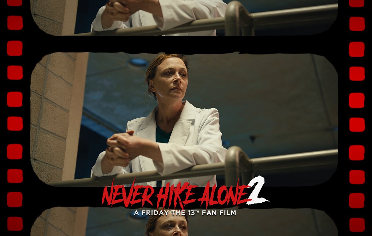 Anna Campbell returns to Dr. Diana Hill from #NeverHikeintheSnow in the latest production stills from #NeverHikeAlone2. 

Support the film here: igg.me/at/nha2/x/1800…

#fridaythe13th #voorhees #neverhikealone #ghostjason #tommyjarvis #horror #horrorfilm #horrormovie #fanfilm