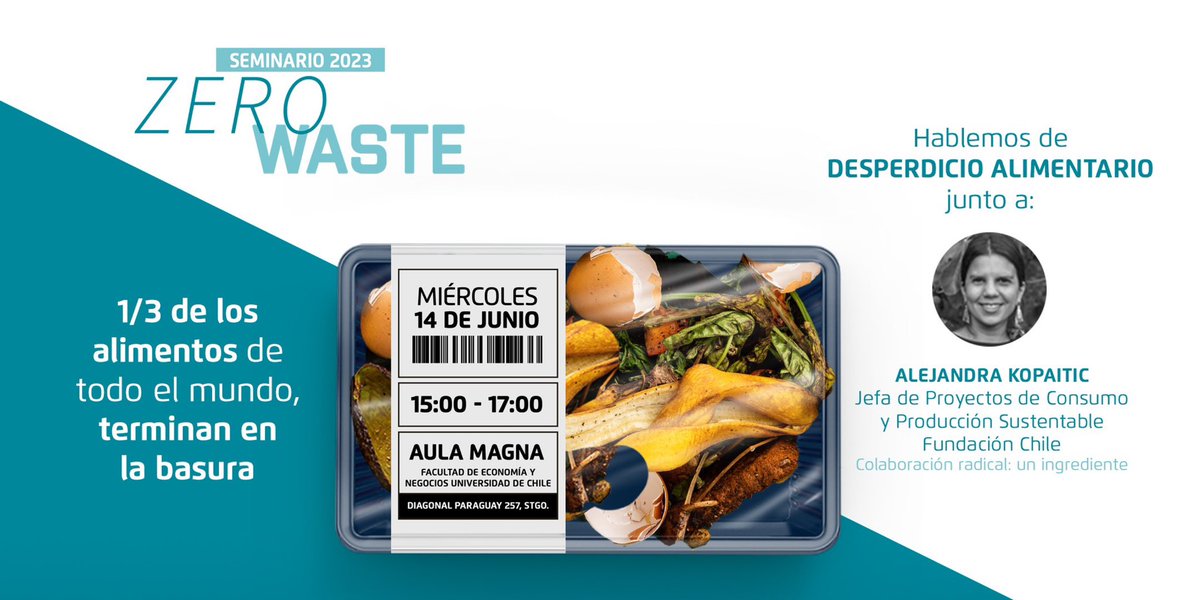 fundacionchile's tweet photo. ‼️Próxima semana: SEMINARIO ZERO WASTE 2023

Participará @AleKopaitic, jefa de Proyectos de Consumo y Producción Sustentable, junto a otros destacados speakers, quienes aboradarán cómo enfrentar el desperdicio alimentario 🥕♻️

Inscripciones: https://t.co/2ZiBKrlRsj https://t.co/FR1vGucGOs