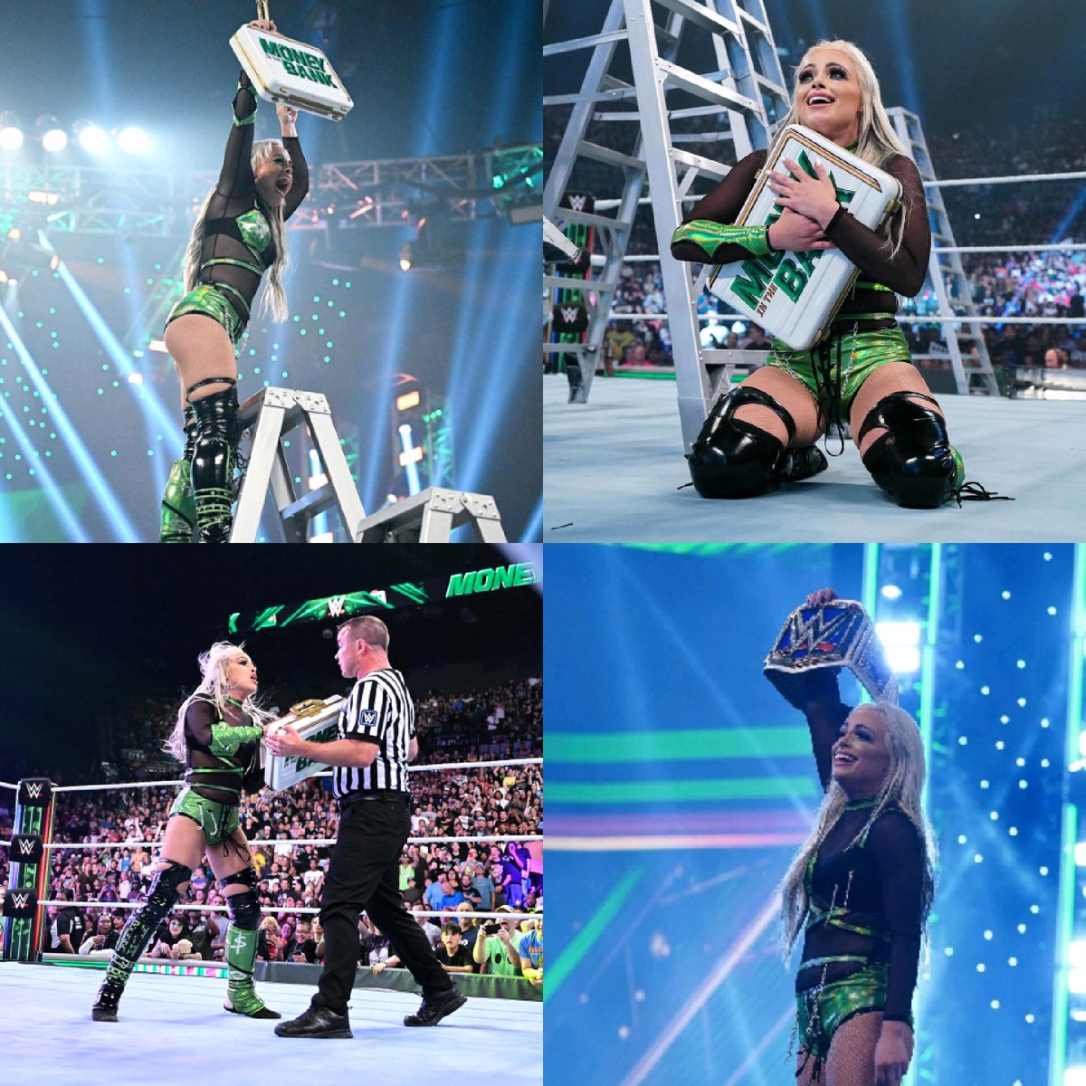 LikeableLIV's tweet photo. @WWE #LIVInTheBank easily 😌💸💚🖤✨ https://t.co/tX8iV3m45P