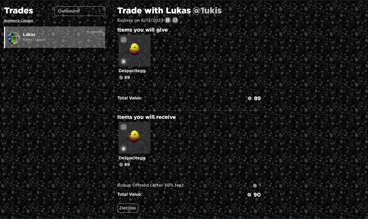 Vis3d_'s tweet image. guys W/L trade with @SirProGamer 
#ROBLOX #robloxtrading