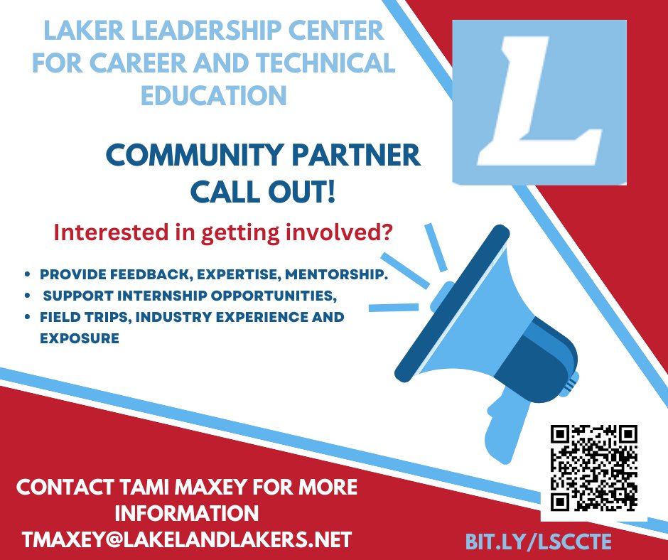 MaxeymizedLaker's tweet photo. Want to get involved with Lakeland Career and Technical Education?  #communitypartners #community #CTE #cteworks https://t.co/IYZZQ5N0X2