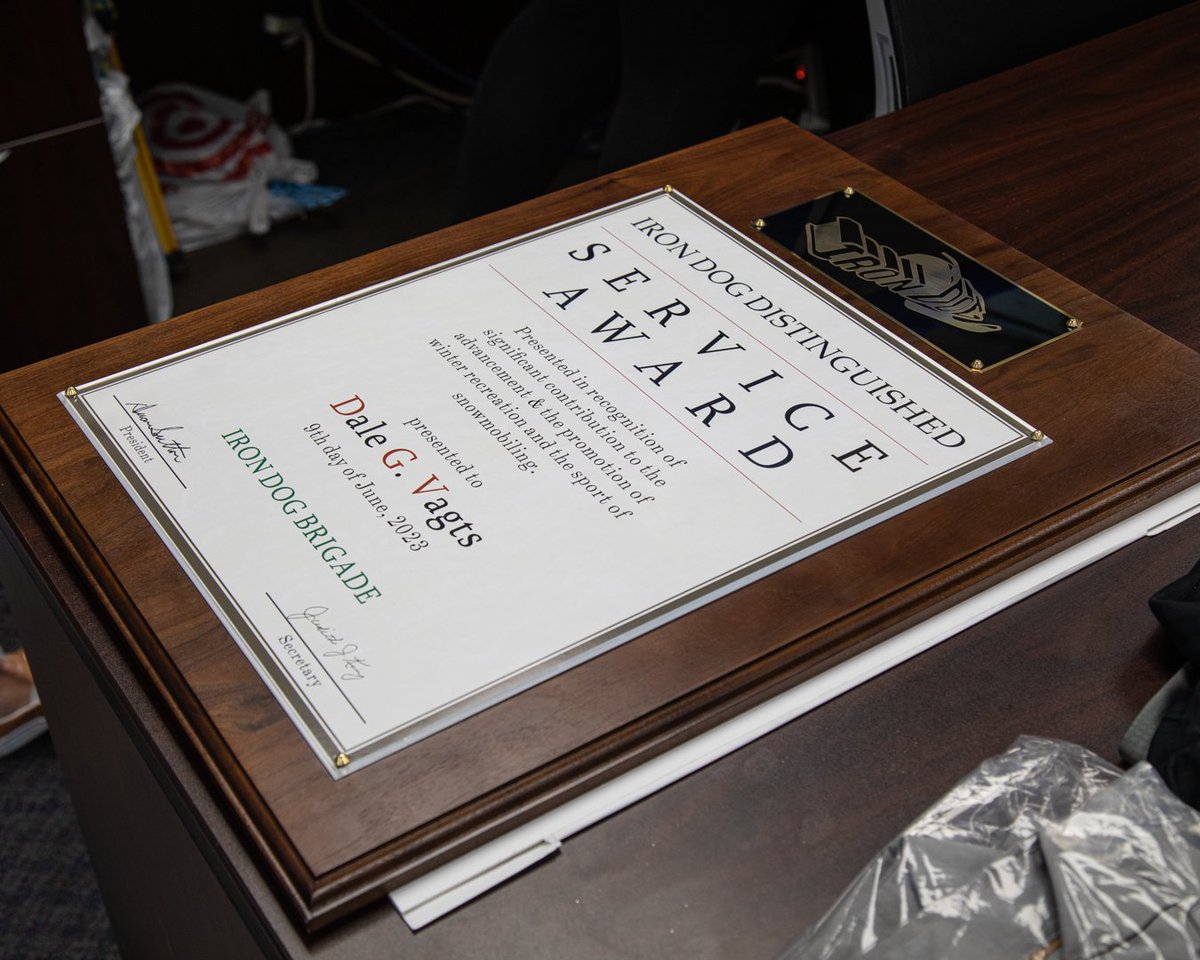 One does not simply put together the distinguished Iron Dog Service Award. It takes a great eye for detail to make sure the protective case is just right so Dale G Vagts gets the most pristine plaque ever!

#CustomDesignbyECHO #IronDogService #Award #CustomAwards #ServiceAward