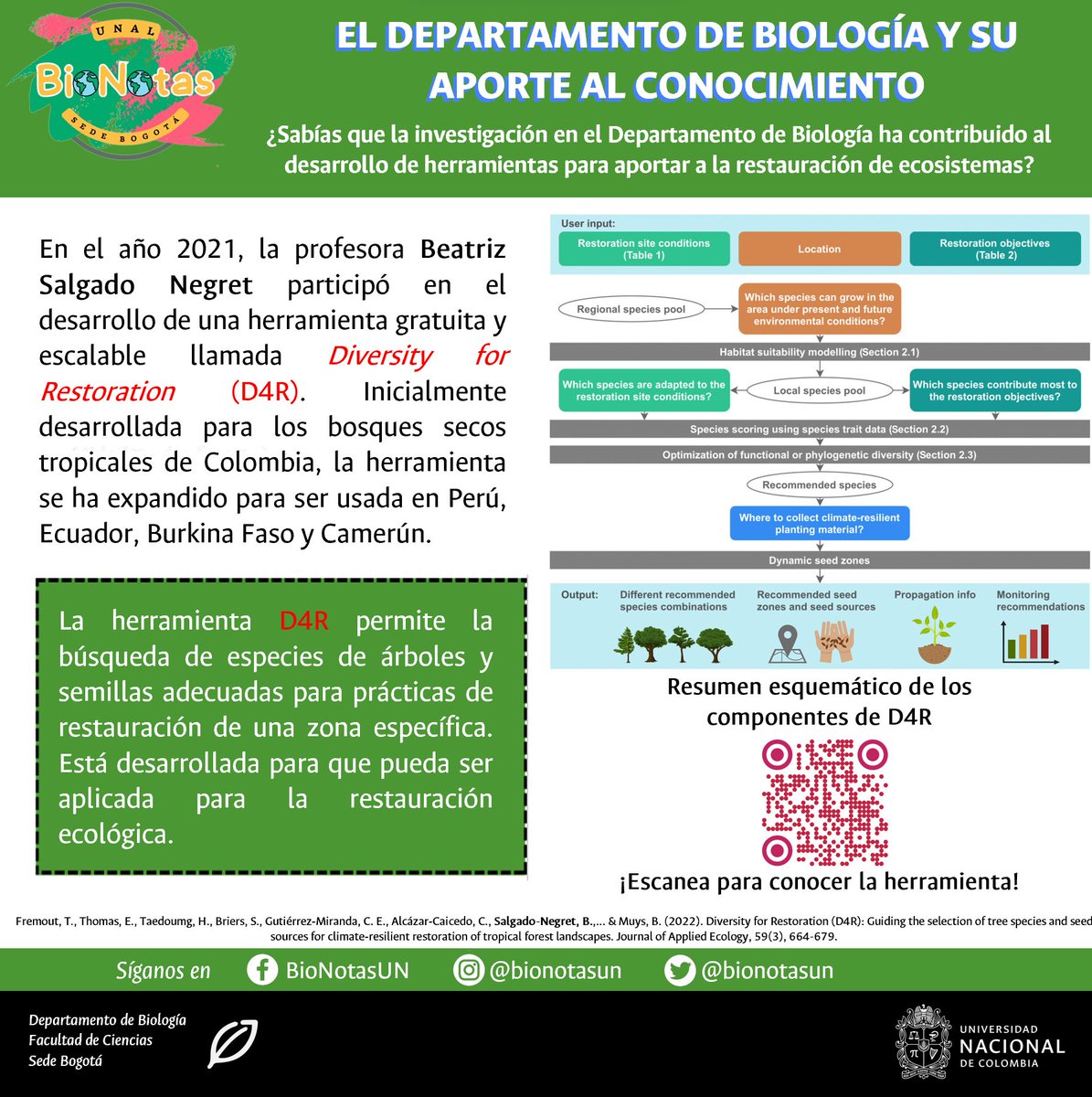 bionotasun's tweet photo. Hoy, en nuestra serie "El Departamento de Biología y su aporte al conocimiento", destacamos la herramienta generada de la investigación de nuestra profe del Departamento de Biología, Beatriz Salgado, la cual tiene una gran aplicabilidad para la restauración ecológica🌳 https://t.co/fjlGfHX1ZV