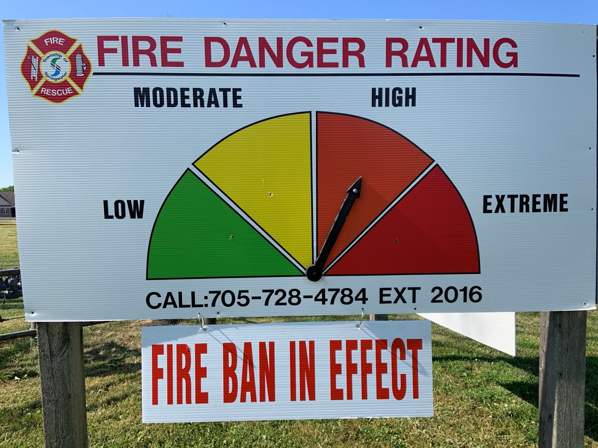 REMINDER: A fire ban is currently in effect in Springwater. All outdoor burning is prohibited, and all fire permits are void. Anybody caught in contravention of the Fire Ban will be fined a minimum of $700, as outlined in By-law 2019-068, schedule C.