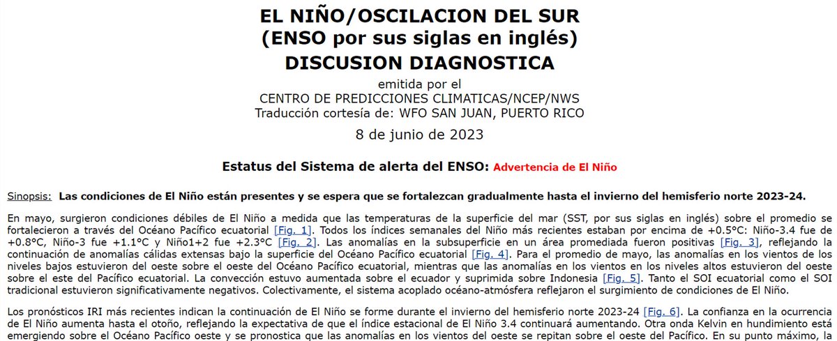 climatologa's tweet photo. #ElNiño se aproxima !!! 🥵🌡️
Existen ya las condiciones y se espera su #formación para el #invierno del #hemisferio #norte 2023-24 .
Esto indica que continuará el calentamiento en el #pacifico #ecuatorial, fortaleciendo el #Niño en los próximos meses..👇
https://t.co/e3581PtDDX https://t.co/L19dKoUhaK