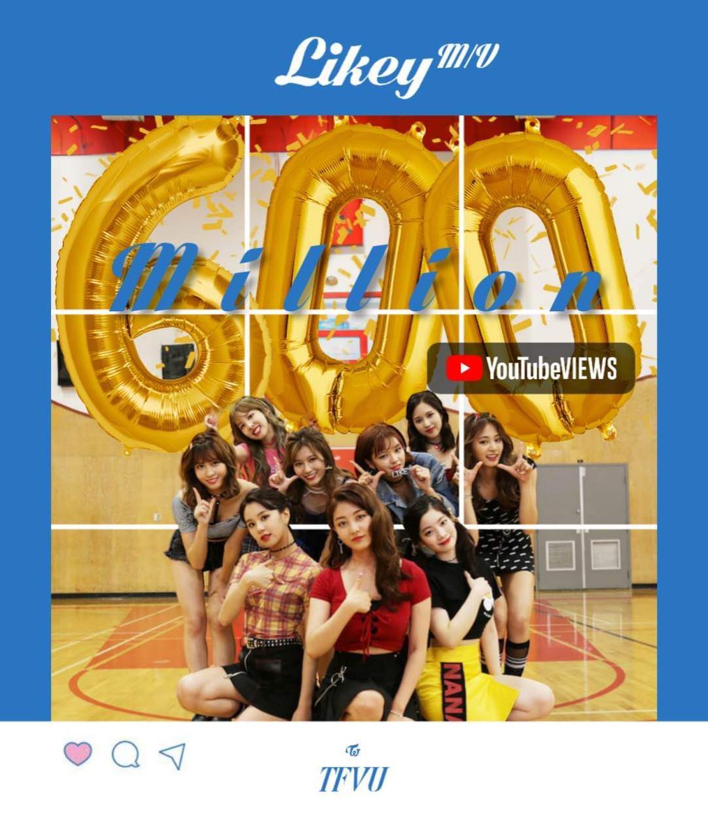 ‘LIKEY’ M/V reached 600 MILLION VIEWS ✨

Congratulations!

LIKEY 600MILLION VIEWS
#Likey600M
#TWICE <a href="/JYPETWICE/">TWICE</a>