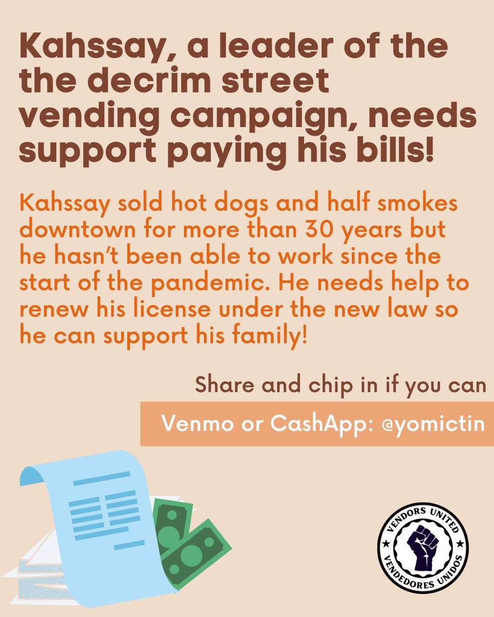 DC_BCI's tweet image. Help Kahssay renew his street vending license so he can support his family! Venmo or cashapp: @yomictin