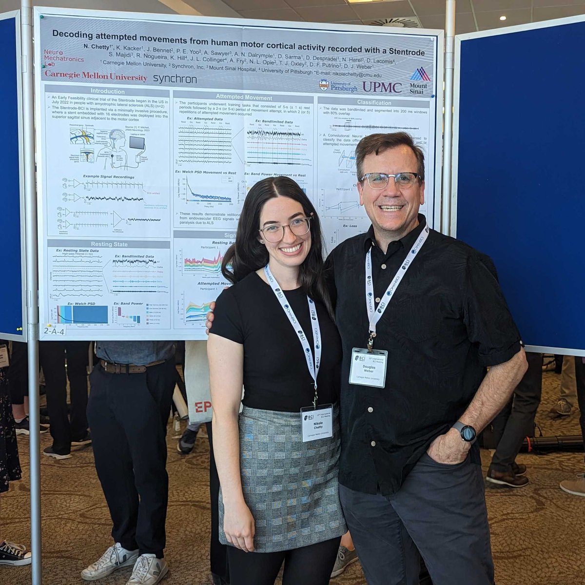 Cheers to <a href="/chettaaay/">Nikole Chetty </a>  making waves at the esteemed 10th International BCI Meeting <a href="/BciSociety/">BCI Society</a> in Brussels! Nikole's groundbreaking collaboration with <a href="/synchroninc/">Synchron</a>, <a href="/UPMC/">UPMC</a>, and <a href="/MountSinaiNYC/">Mount Sinai Health System</a> is inspiring international BCI researchers and engineers. We couldn't be prouder! 🥹🥳