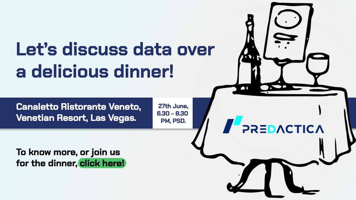 Team #Predactica will be there at the #SnowflakeSummit2023, and while we're there, we wanted to meet a few likeminded people that loved ML and data as much as we do. So, we're hosting a complimentary, registrant only dinner! Come join us.

Register - predactica.com/events/