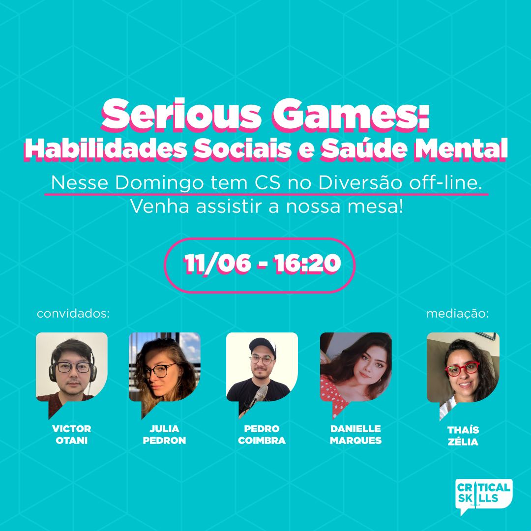 CritSkillsRPG's tweet photo. Nesse domingo tem Critical Skills no #DOFF2023 🎲🧠

Dia 11/06, domingo, às 16h20, faremos a palestra “Serious Games: Habilidades Sociais e Saúde Mental” com nosso time de profissionais da área e da pedagogia. 

Já garantiu seu ingresso pro evento? Corre!
https://t.co/Wik1dBHxTi https://t.co/84ob5g1EJD