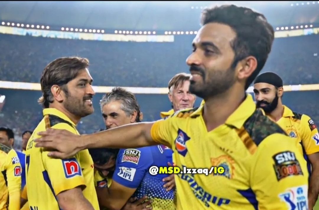 ImAnk0309's tweet photo. MS Dhoni says to Jadeja and Rahane

मुझे किसी ओर प्लेयर पर विश्वास नही है, तुम दोनो पर है
IPL के जैसे 🏆WTC trophy भी लेकर ही आना 
@ImRo45 @ShubmanGill @msdhoni @imjadeja @ajinkyarahane88 @MdShami11 @mdsirajofficial @JayShah https://t.co/E1LzBKGE5o
