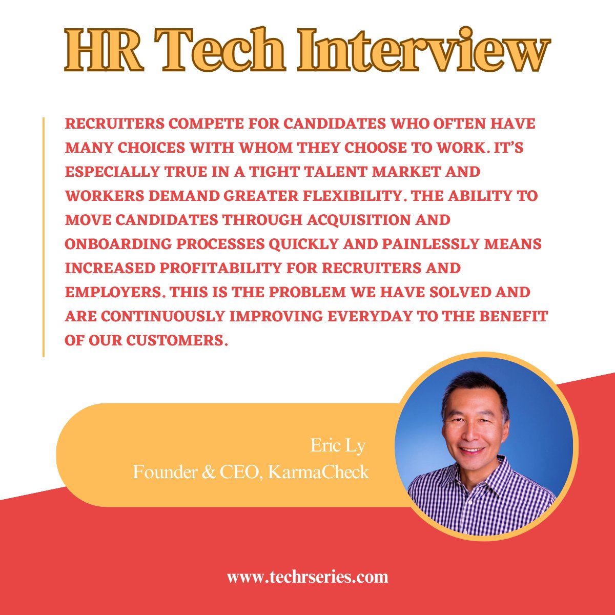 HRTechSeries's tweet photo. The founder & CEO of @karmacheck1, Eric Ly, discusses the growing use of AI in HR functions and how it could impact HR Tech's future.
Read here- https://t.co/bDzYucJTjt
#HRTech #HR #KarmaCheck #AI https://t.co/rgTjAfvLGs