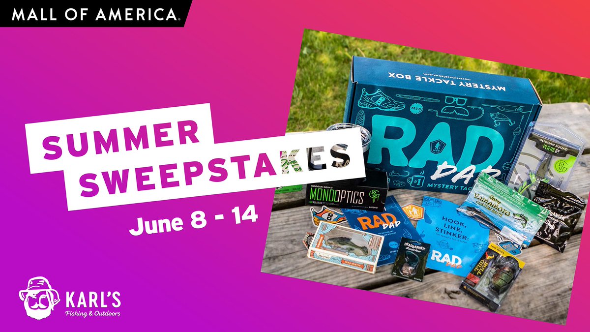 Next up, for our Summer Sweepstakes is a $500 value @MysteryTackleBx Package! 🎣 This package includes a spinning rod, reel, mystery tackle box + more to make the next fishing trip the catch of a lifetime!

To enter ➡️ mallofamerica.com/sweepstakes