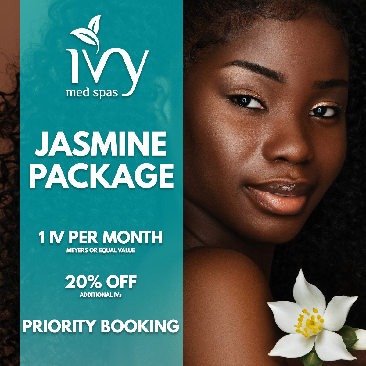 ivymedspas's tweet image. Introducing the Jasmine Package:

🌸🌿1 IV treatment per month (Myers or equal) 
🌸🌿20% off any additional IV treatments 
🌸🌿Priority booking 

bit.ly/3IWfcuh

#conciergeiv #conciergeivtherapy #mobileiv #mobileivtherapy