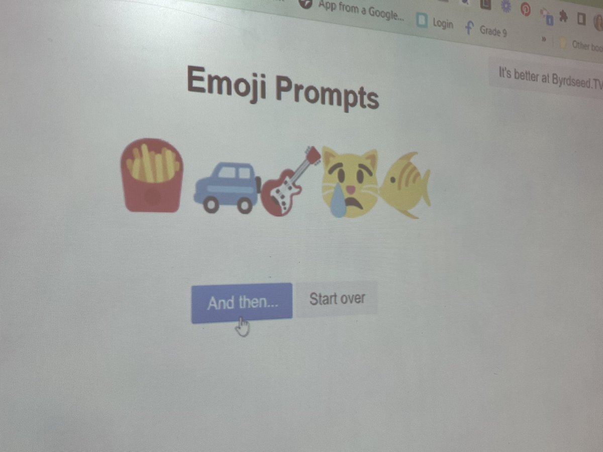 I’ve been doing Grammar Olympics this week with my Ss. The final event is #eduprotocols random emoji paragraph relay. All Ss write for the emoji, then pass their computers &amp; continue with the next emoji. There were lots of laughs reading each other’s stories!