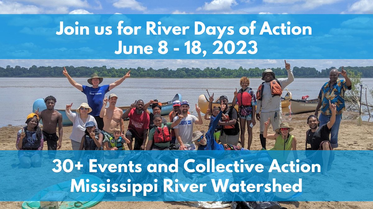 It’s finally here — #RiverDaysOfAction 2023!

We are one of the 50+ organizations hosting events happening June 8-18 for #MississippiRiverNetwork's third-annual #RiverDaysOfAction! Join us to have some fun while also making a difference.

Find events at 1mississippi.org/RiverDays