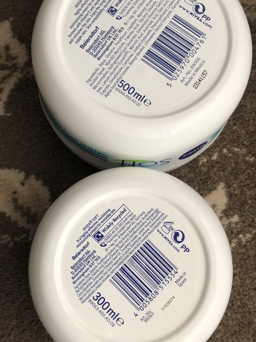 Shrinkflation on steroids here folks! Paying £4.40 for a 300g tub, last week they were £4 for a 500g tub! @niveauk you should be utterly ashamed of yourselves! #nivea #shrinkflation #ripoffbritain
