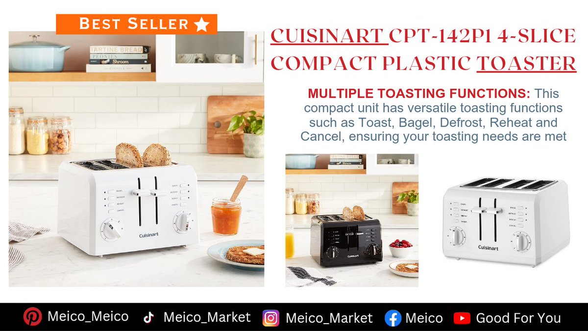 MeicoBestDeals's tweet image. CUISINART CPT-142P1 4-Slice Compact Plastic TOASTER

AMAZON BEST DEALS 👀 ⬇️
amzn.to/3LJOIOG

#toaster #cuisinart #toastmaker #toast #toastermachine 
#amazon #amazonprime #amazon #amazonfavorites #amazonelectronics #amazonfinds #amazondeals #amazonkitchen