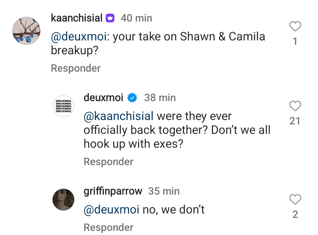 Portal Shawmila Brasil on Twitter "Deuxmoi respondeu uma pessoa no