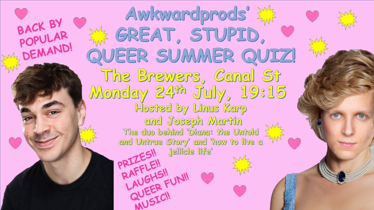🌈 MANCHESTER🌈 We are bringing a new stupid queer comedy quiz to @brewersmcr on 24th July 😻🔥💖 Last time we did a quiz here it was covered by BBC News - what chaos are we going to cause this time? 👀🔥 🎟linktr.ee/awkwardprods