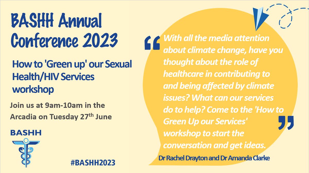 Have you thought about how sustainable sexual health/HIV services are? Dr Rachel Drayton and Dr Amanda Clarke will be running a #sustainability workshop at #BASHH2023. Here's a taster of what they've got in store… For more conference info, click here👉 bit.ly/BASHH-2023