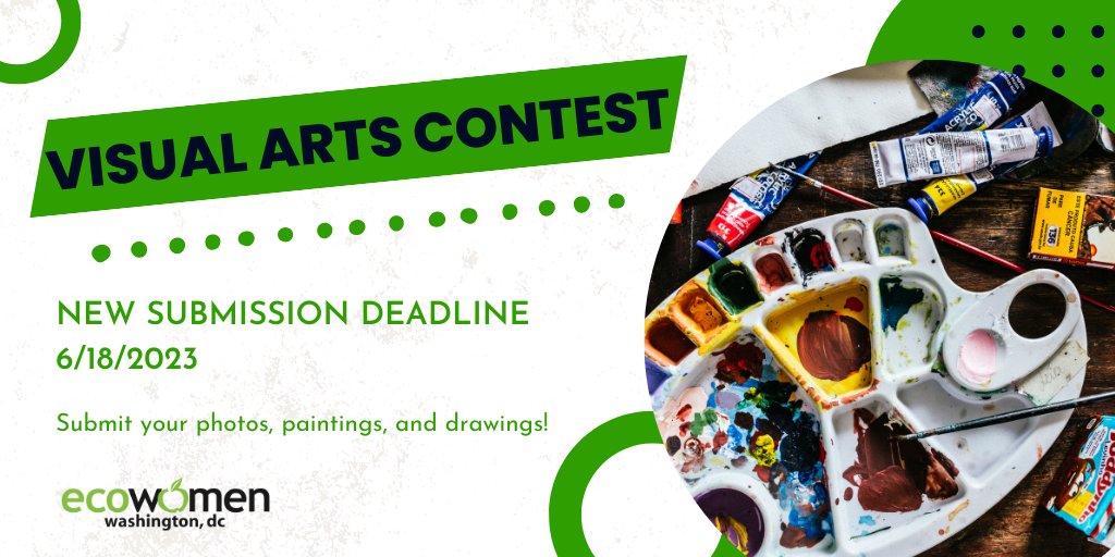 Our annual visual arts contest has been extended! Show us your art about women, the environment, and life in DC. 

Send your artwork and a description with the subject line "Visual Arts Contest. Submission" to info@dc.ecowomen.org by 6/18/2023!