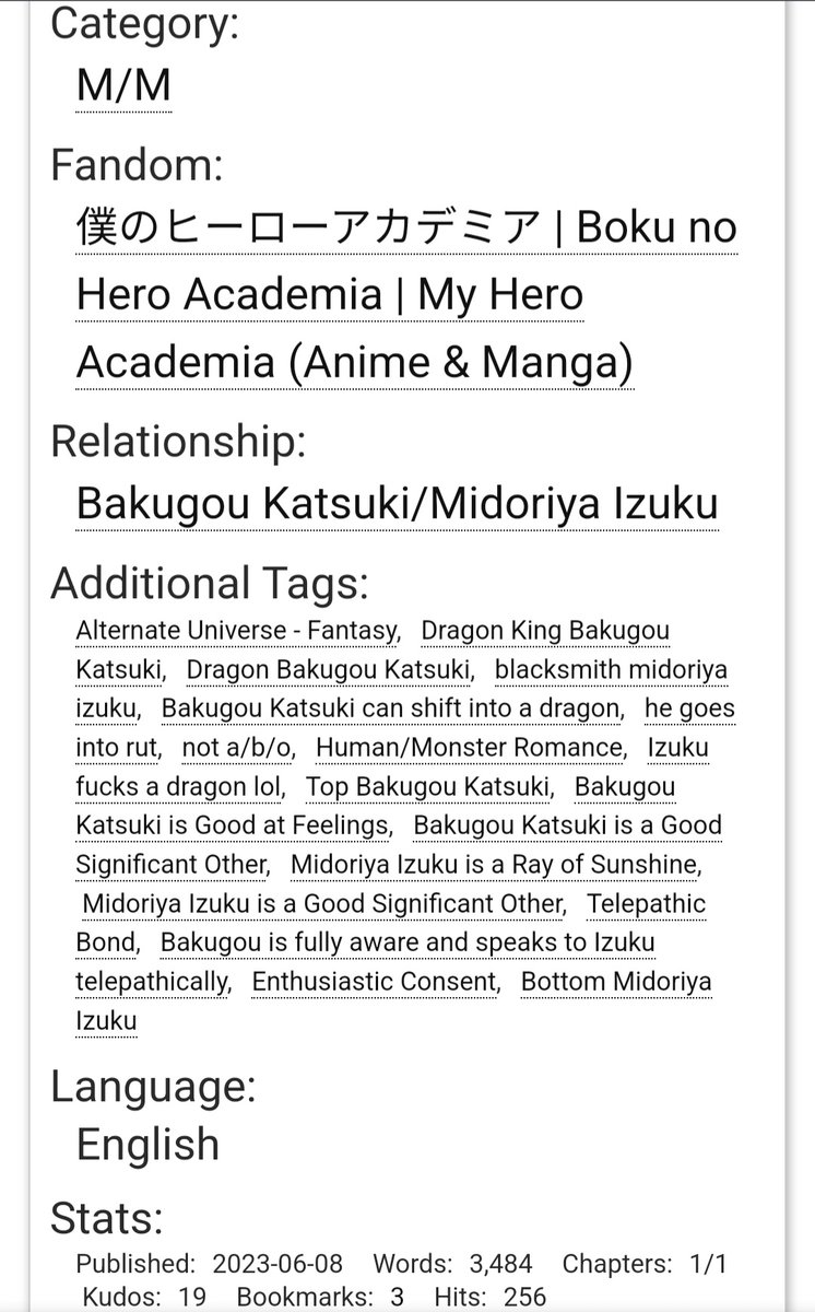 Can Dragon King Katsuki, a dragonkin, convince Izuku to share his rut with him? 

Guess you'll have to read my piece for the <a href="/BkDkMonsterZine/">Fight Or Flight: A Monsterfucking Zine | RELEASED</a> to find out. 😉

archiveofourown.org/works/47736124