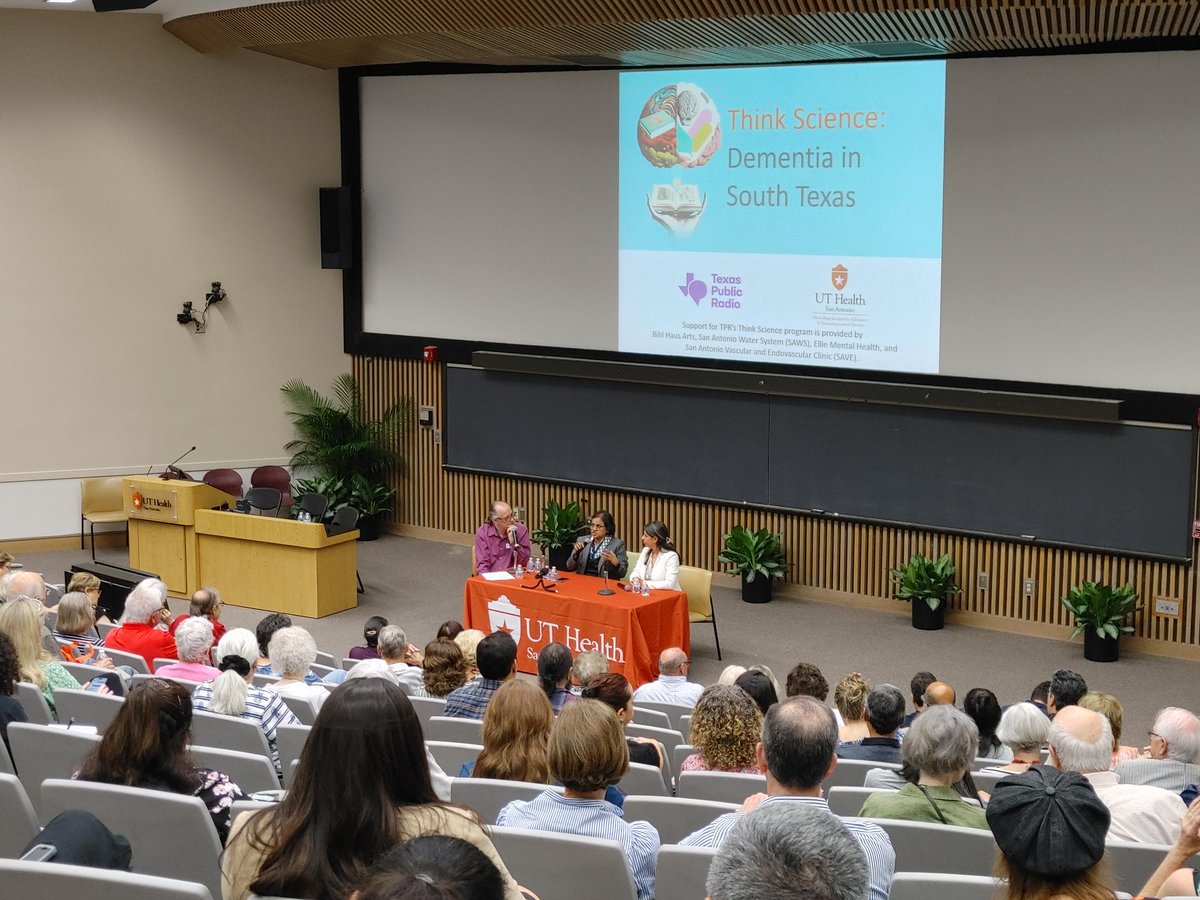 sudha_md's tweet photo. 300+ persons, 3 hours, wonderful thoughtful questions on risks for dementia, diagnosis and treatment. Families that came to share their own experiences with clinical trials and brain donations!! Thank you so much to @TPRNews @TPRCinema (Nathan Cone) @Frutiloopz  @UTHealthSA  🙏👏 https://t.co/i1pCIl5djC