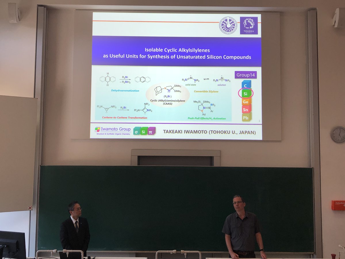 SchulzGroup's tweet photo. We are really happy to welcome Prof. Takeaki Iwamoto (@SiIwamoto) from Tohoku University (@TohokuUniPR) here @unirostock!
Thank you very much for your inspiring talk about #silicon chemistry especially silenes and Si-Si-double bonds this afternoon!
#chemtwitter #MGChemistry #29Si https://t.co/rSFZDQlmX3
