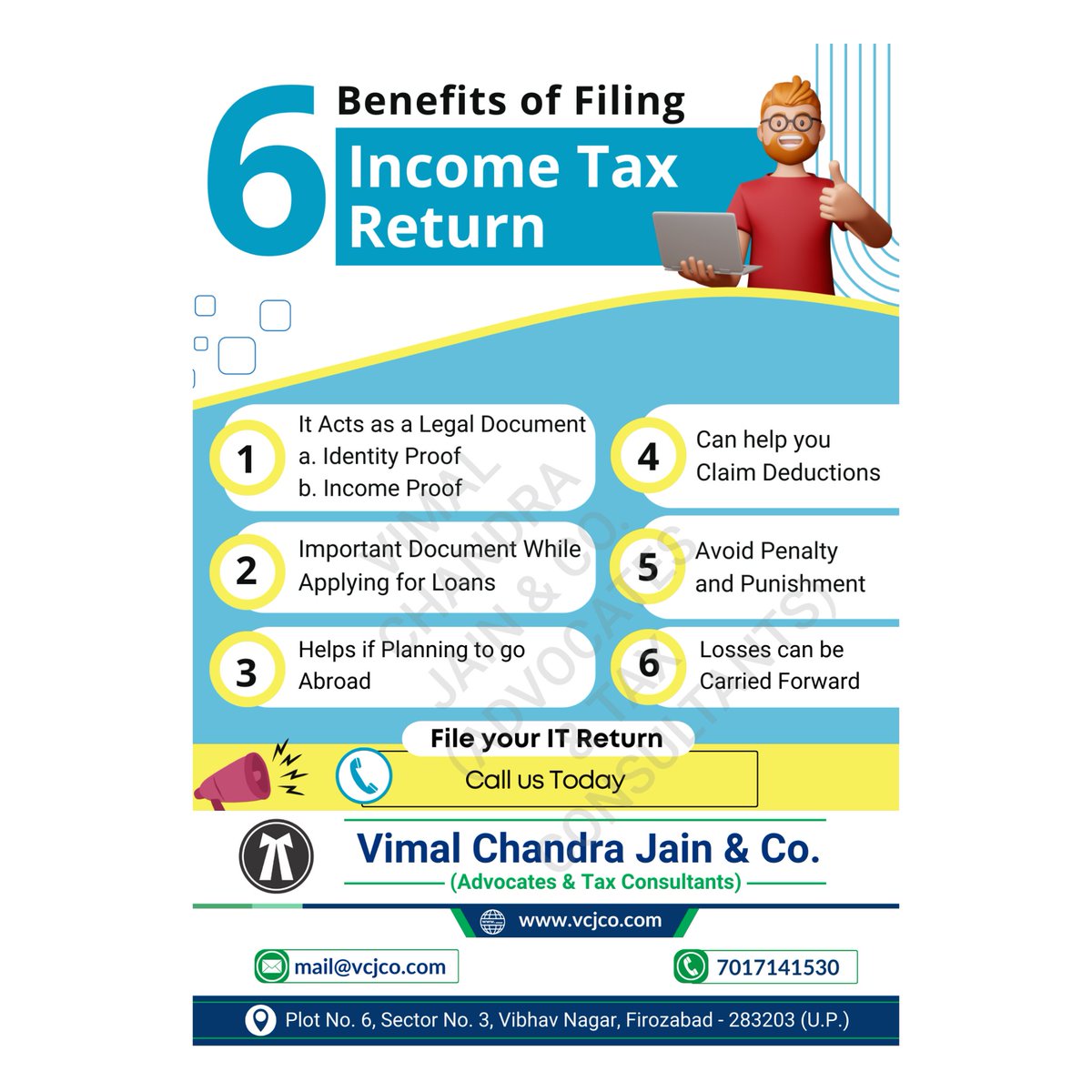 Benefits of filing #IncomeTaxReturn 
#itr #income #incometax #taxseason #taxtwitter #vcjco #firozabad #agra #salary #tds #tcs #refund #loan #finance #visa #homeloan #vehicleloan #autoloan #compliance #SmallBusinesses #deduction