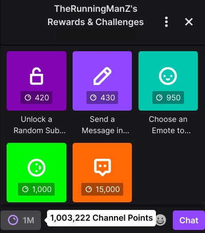 WATGATA's tweet photo. in nearly 2 years @TheRunningManZ hasn't updated his channel points rewards, why even have them? https://t.co/gjEz0165uo