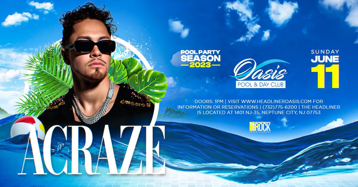 Who’s ready for a Sold Out Pool party with <a href="/Acraze___/">ACRAZE</a> this Sunday? Grab tickets 🎫 posh.vip/e/oasis-pool-a…