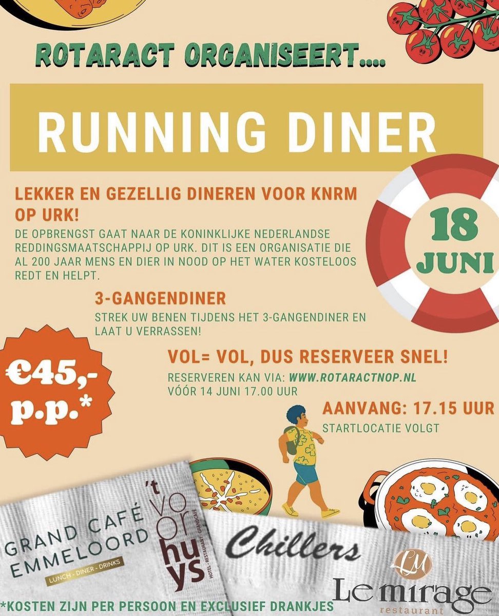 Aanmelden voor het running diner t.b.v. #knrmurk kan via rotaractnop.nl/?amp=1